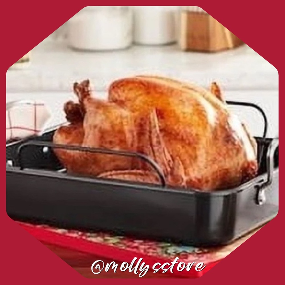 🌸 New The Pioneer Woman Timeless Nonstick Roaster, Black, Cookware Bakeware